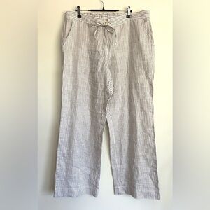 Tommy Bahama Crystalline Waters Striped Drawstring Linen Pants Size L Neutral